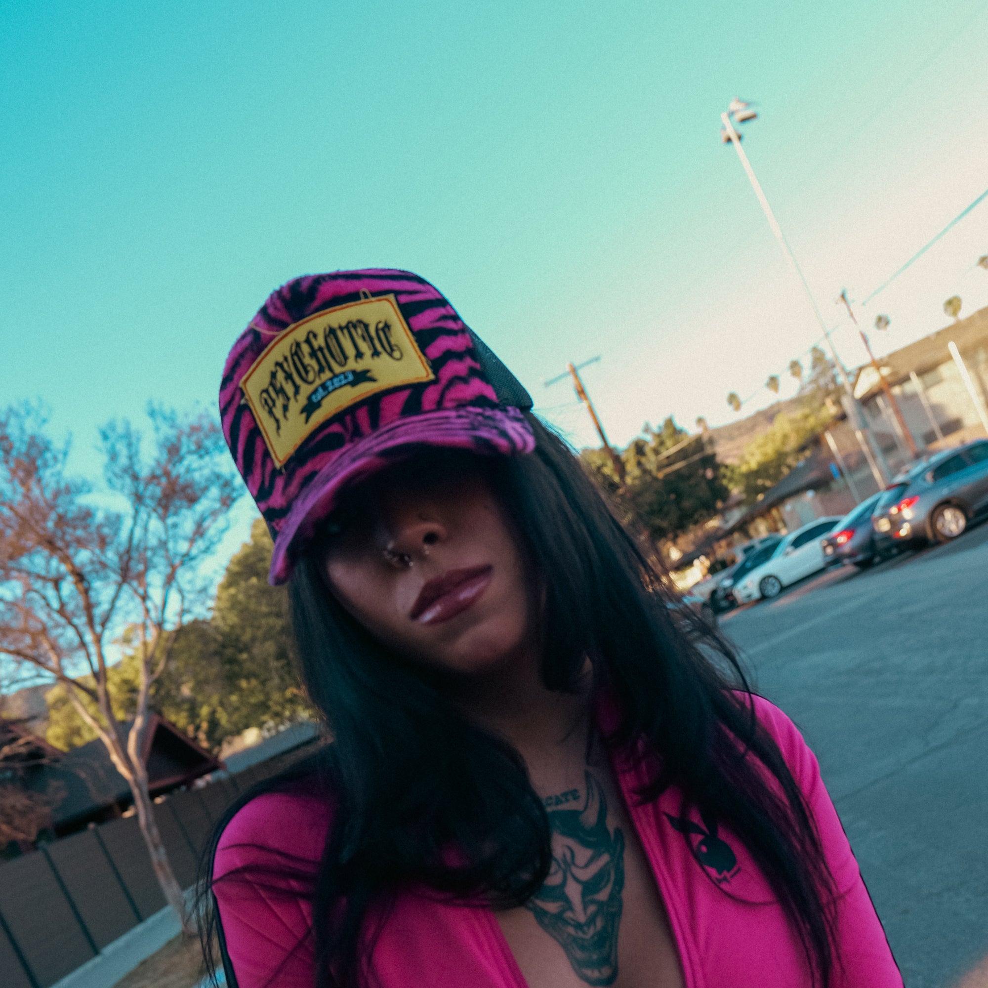 Zebra Hat-Hot pink